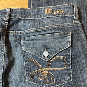 Kut From the Kloth Jeans Womaen’s 14 Med Wash Boot Cut Stitch Flap Pockets 36x31